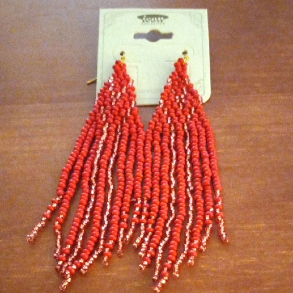 Barbie Pink Fringe Seed Bead Earrings!
